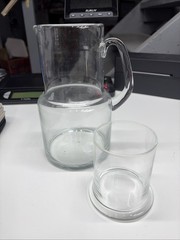 Vintage Bedside Water Pitcher Set, 2 Pc. Glass Nightstand Pitcher & Cup