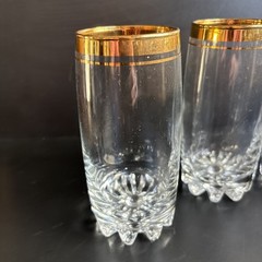(4) Vintage Valencia Highball Drinking Glasses Tumblers 24K Gold 5.75″ 12 Oz