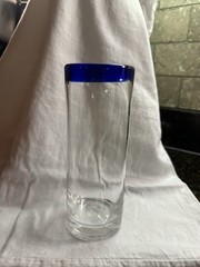 Libbey Aruba 16 oz Zombie Glass w/ Blue Rim, 4 cups per set, New In Box