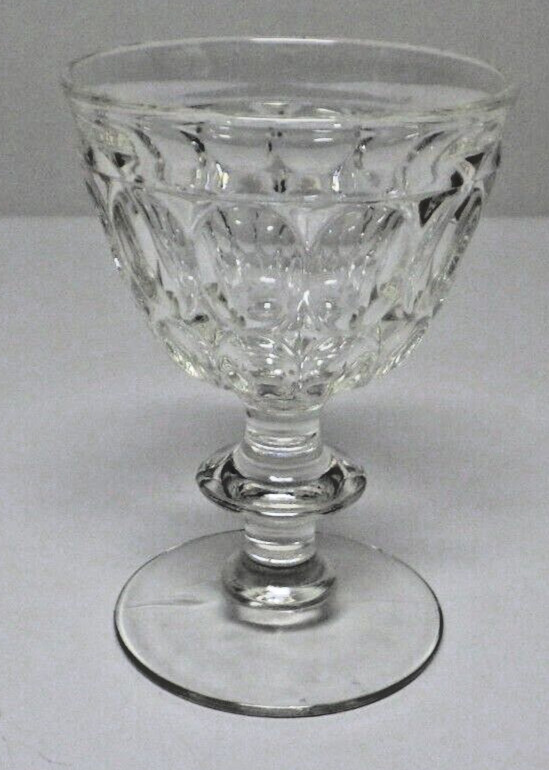 Jeannette Glass THUMBPRINT Clear Liquor Cocktail Wafer AKA Pilgrim 4 1/8″ 1954