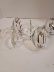 Set Of 3 Vintage Libbey Silver Leaf/Foliage Stemmed Wine/Champaign Frosted Glass