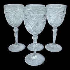 D’Arques Clear Cut Crystal Goblets Set of 4 Wine Water Glasses 8″ France EXC