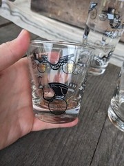 Vintage Libbey Black/Gold Stagecoach Highball Tumblers (8) & Whiskey Glasses (2)