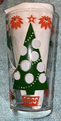 Vintage Hazelware Christmas Holiday Glasses Tree Continental Can Co Set Of 6
