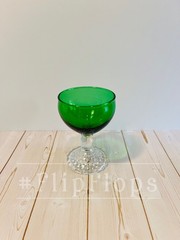 MCM Anchor Hocking Bubble Foot Green LIQUOR COCKTAIL Boopie Glass EUC (4-inches)