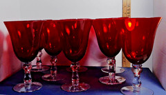 Ruby Red Goblets Home Essentials 14oz Water Wine Glasses 7.25″ Hand Blown SET 2