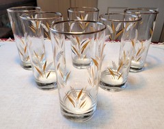 6 pc VINTAGE Libbey *WHEAT SPRAYS* 5.5″ Weighted GLASS Beverage TUMBLERS ~ 1982+