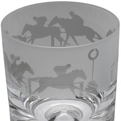 Whiskey Glass Decorated At The Races Sandblast Drinking Tumbler Gift Boxed Animo