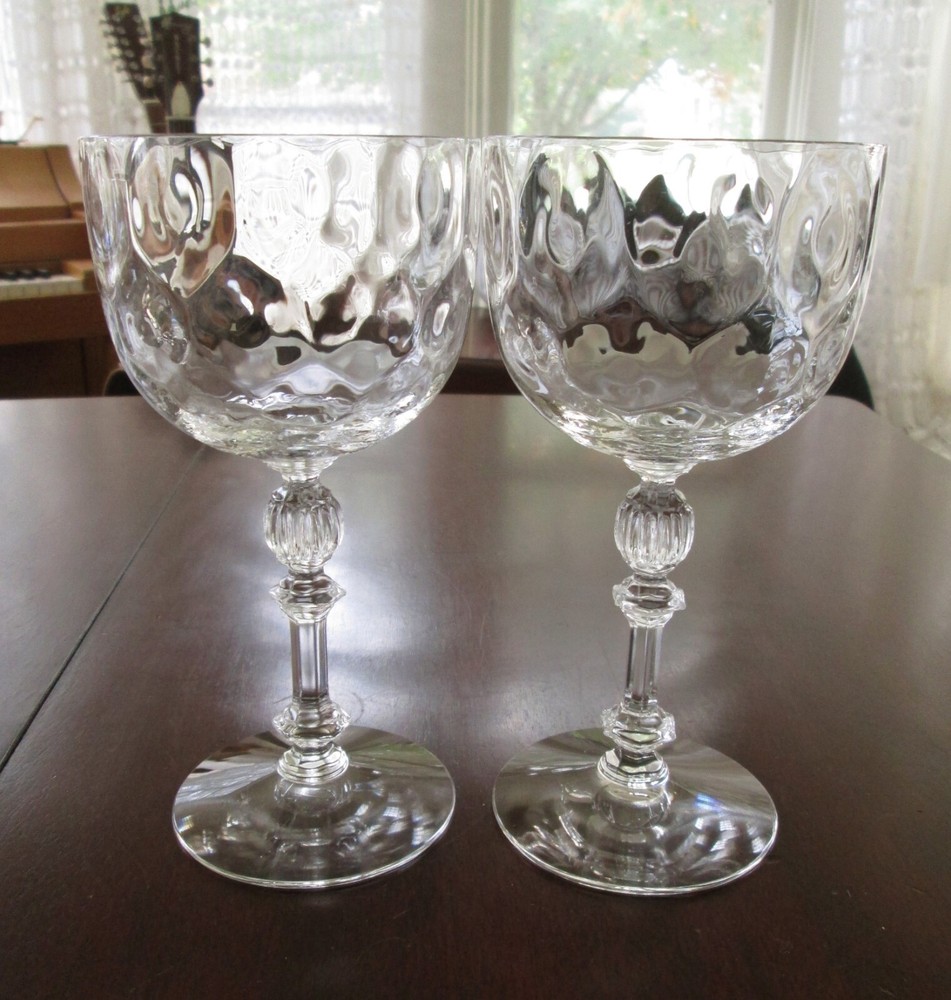 Pair(s) of Fostoria #6008 Straight Rib Dimple Optic Crystal Water Goblets