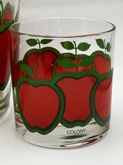 VTG Colony Red Apple Set 2 Drinking Glasses And Glass Ice Bucket 1970’s