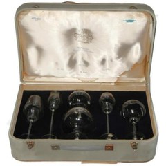 Vintage 1957 Moser Club’s Physiognomical Toasting Snifter 6 Glasses Set w/ Case