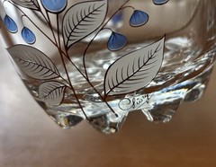 Giorgi Italy Ice Bucket And (5) Rocks Glasses Hand Painted Blue Flowers MCM