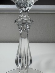 Clear Glass Stemmed Wine Goblet, Etched Floral Pattern Drinking Glass