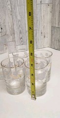 10 Vtg Libbey Ivy Bower Juice Glass Set of Gold Rim Detail White Etched Leaf