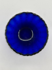 Set of 3 Zodax Art Deco Mavi Ribbed Cobalt Blue Opal Dot Stemless Wines – 16 oz