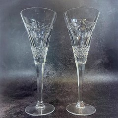 Waterford Crystal Millennium Collection Peace Champagne Flutes Pair