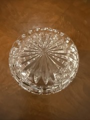 Hand Cut Crystal Bowl CCI Block Plaid Pattern Star Base 4 3/4″