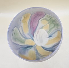 Single Reuven Nouveau Art Glass Hand-painted water/wine goblet satin glass (b)