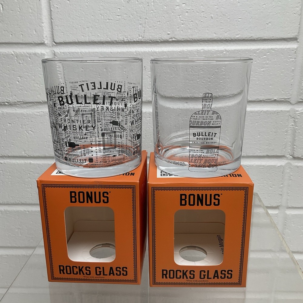 Bulleit Bourbon Rocks Glass Frontier Whiskey Limited Edition Set of 2