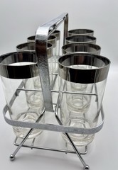 Vintage Dorothy Thorpe Retro style Water Goblet Glasses Carrier MCM Tumblers