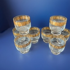Vtg Culver Tyrol 22k Gold Footed Roly Poly Glasses Set of 8 Mid Century Barware