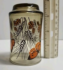 Mid Century Modern Monarch Butterfly & Wheat 6oz Juice Glass Set Of 4 1970’s