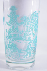 VTG Bartlett-Collins (5) Tumblers Ming Bonsai Trees, Pagodas, Rickshaws Pastel