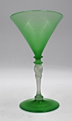 Steuben Green Jade with Alabaster Twist Stem, Cocktail Glass, Circa 1920