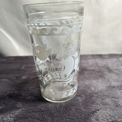 Rosso Glass Tumbler Ships at Sea Glass Rare Mid Century Modern Barware