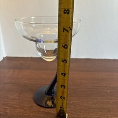 One Margarita Martini Glass Libbey Swerve Cobalt Blue Curve Stem Barware EC
