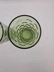 2 Vtg Hazel Atlas Eldorado MCM 10 oz Tumblers Juice Glasses Green 5 1/8″ 1960s