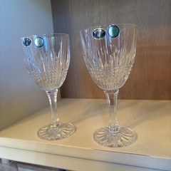 Vintage Bohemia 24% Lead Crystal Wine Glasses Set of 2 Czech Cut Glass