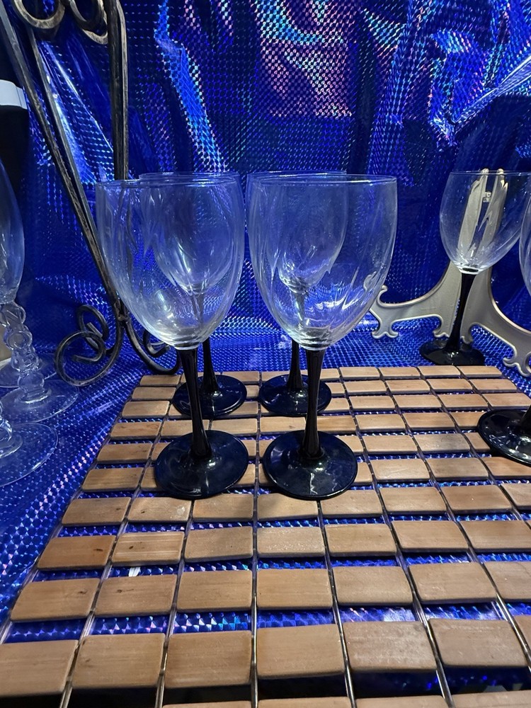 Cristal D’Arques neptune water wine glasses 8″ vintage set of 3 fRANCE