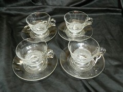 VTG MCM Duncan Miller Teardrop Coffee Tea Cup and Saucer Set of 4 EUC * Pc