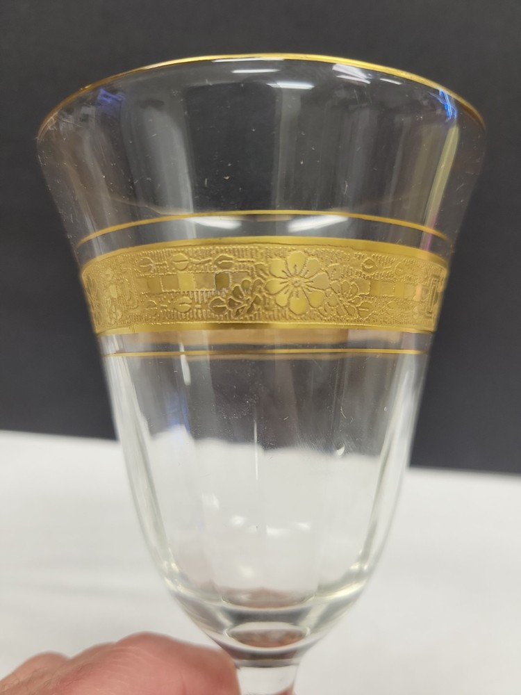Tiffin? Unknown Manufacturer Gold Rim Water Goblet 6 1/2″- Wine Glass Set Of 5