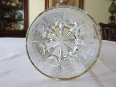 Set 4 Vtg Starburst Base Clear Dbl Old Fashioned Rocks Glasses Gold Rim 3 3/4″