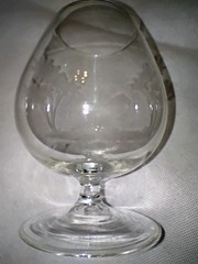 Vintage Queen Lace African Sufari Copper Wheel Etched LION Brandy Snifter RW