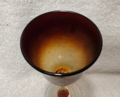 Vtg Red/Amber/Honey Hand-Blown Wine Goblet 8.5″ Pontil Scar. BEAUTIFUL. Named??