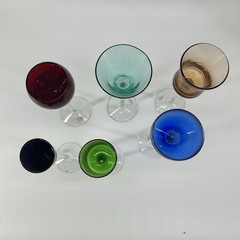 Lot Of 5 Green Orange Purple Blue Pink Stemmed Cordial World Market