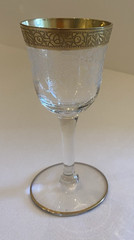 Vtg Port Glasses W/Gold Trim on Rim & Outline of Base & Lace &Plants Etch Lt 10