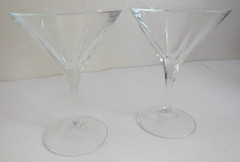 RCR Royal Crystal Rock Fusion Martini Glasses 6″ Tall Exc Cond Set 2