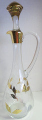Toscany TOY6 Gray Cut Flowers & Gold Leaves – Rnd Decanter with Handle & Stopper