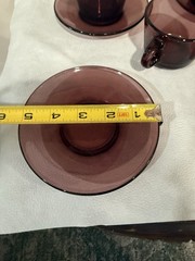 Vintage Vereco France Amethyst Glass Cup Saucer SET OF 4 Espresso Tea Coffee