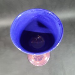 Studio Pottery Ceramic Goblet Purple Floral Artist Signed 8.5″