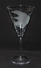 Depression Era Glass FLORAL ETCHED Tall Flared Water Goblet