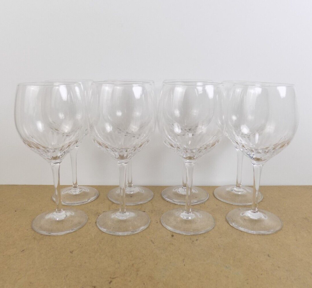 8 Lenox Radiance Crystal 7″ Water Glasses Goblets Facet Cuts on Bowl