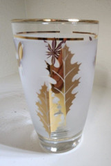 Golden Foliage by Libbey 12oz Tumbler 22K Gold Leaf on Frosted Glass 5 1/4″h