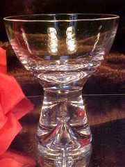 5 FAB Crystal Glass Shot Cordial Glasses HUGE BUBBLE Base Littala, FINLAND TAPIA