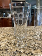 Etched “B” Monogrammed Glass Vtg Cocktail Glasses Set of 3 Last Chance Donating