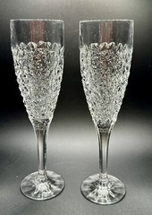 Set of 2 Vintage Sasaki Ice Crystal Champagne Flutes Glasses